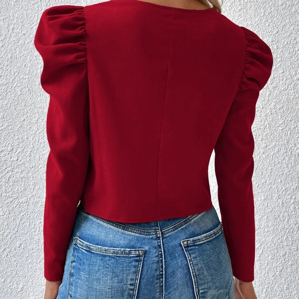 Luxe Puff Sleeve Zip up Jacket - Picture 9 of 15